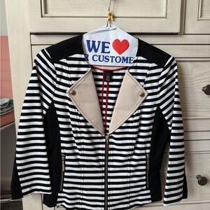 White House Black Market Black and White Striped Blazer